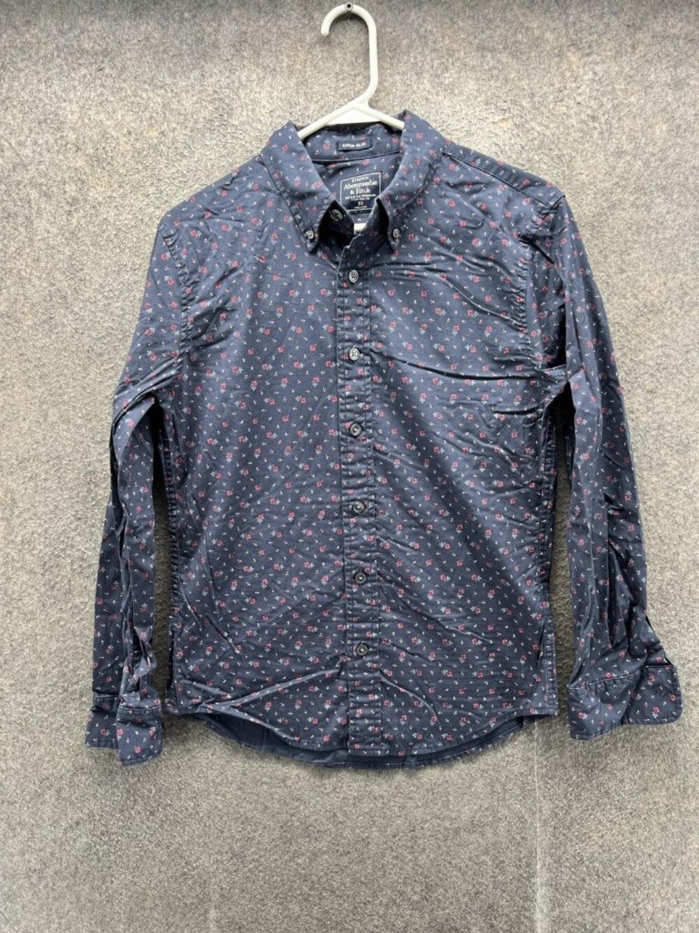 Abercrombie & Fitch Shirt Men XS Blue Floral Long Sleeve Super Slim Button Up